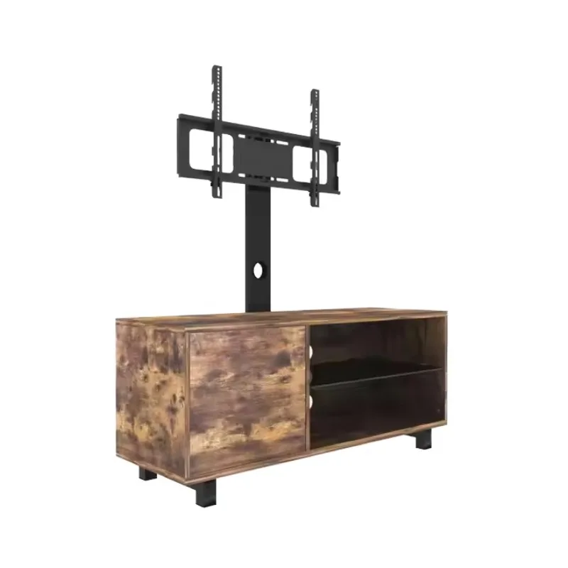 Suporte de TV STLF MDF para sala de estar, adequado para apartamentos pequenos com estilo vintage e função de armazenamento equipada com rodas