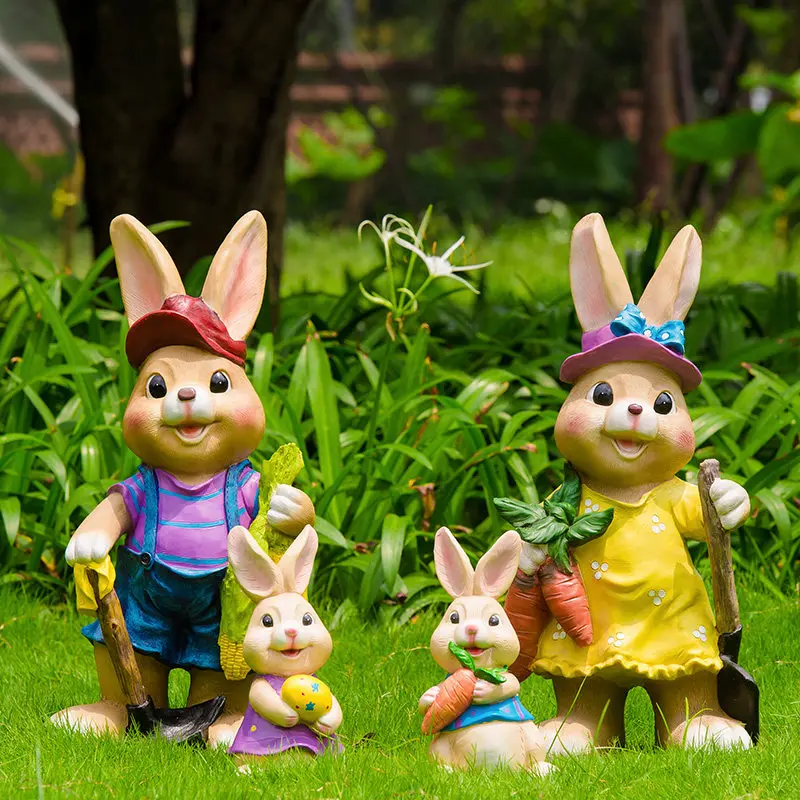 

Outdoor Cartoon Bunny Statue Garden Yard Decor for Lawn Creative Animal Ornament for Villa Kindergarten Playground Sculptures