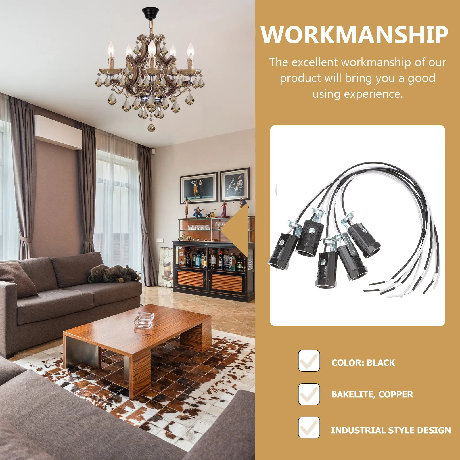 

Комплект из 5 патронов E12 для потолочных светильников, бакелитовые винтовые цоколи для ламп E12, основания для подвесных светильников