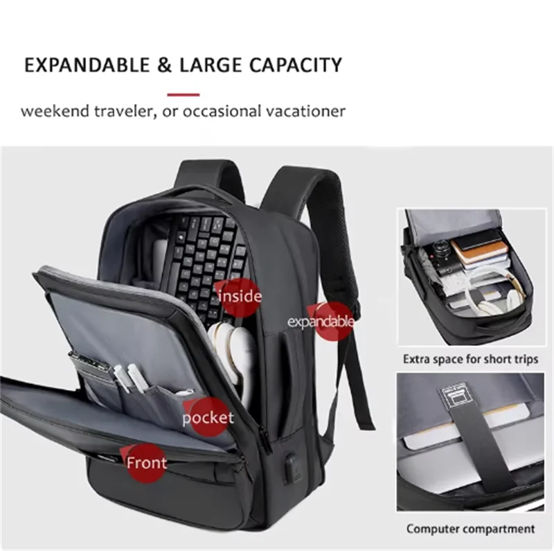 XOKY Classic Business Bag Waterproof Laptop Backpack USB Charging Classic Sports Travel Backpack Men Fashion Backpack 2051