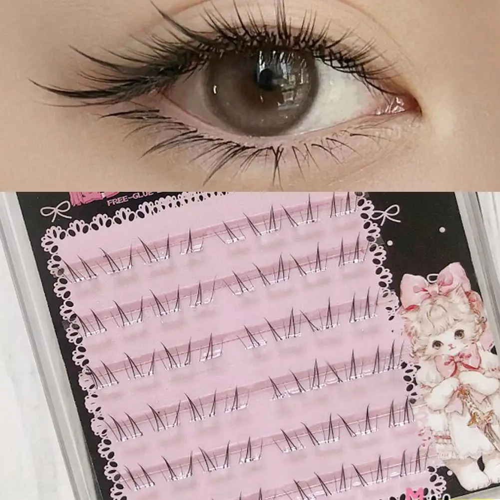 Racimos de pestañas inferiores individuales, sin necesidad de pegamento, rizo C, maquillaje de Cosplay DIY, pestañas negras, pestañas autoadhesivas, extensiones inferiores Q2D3