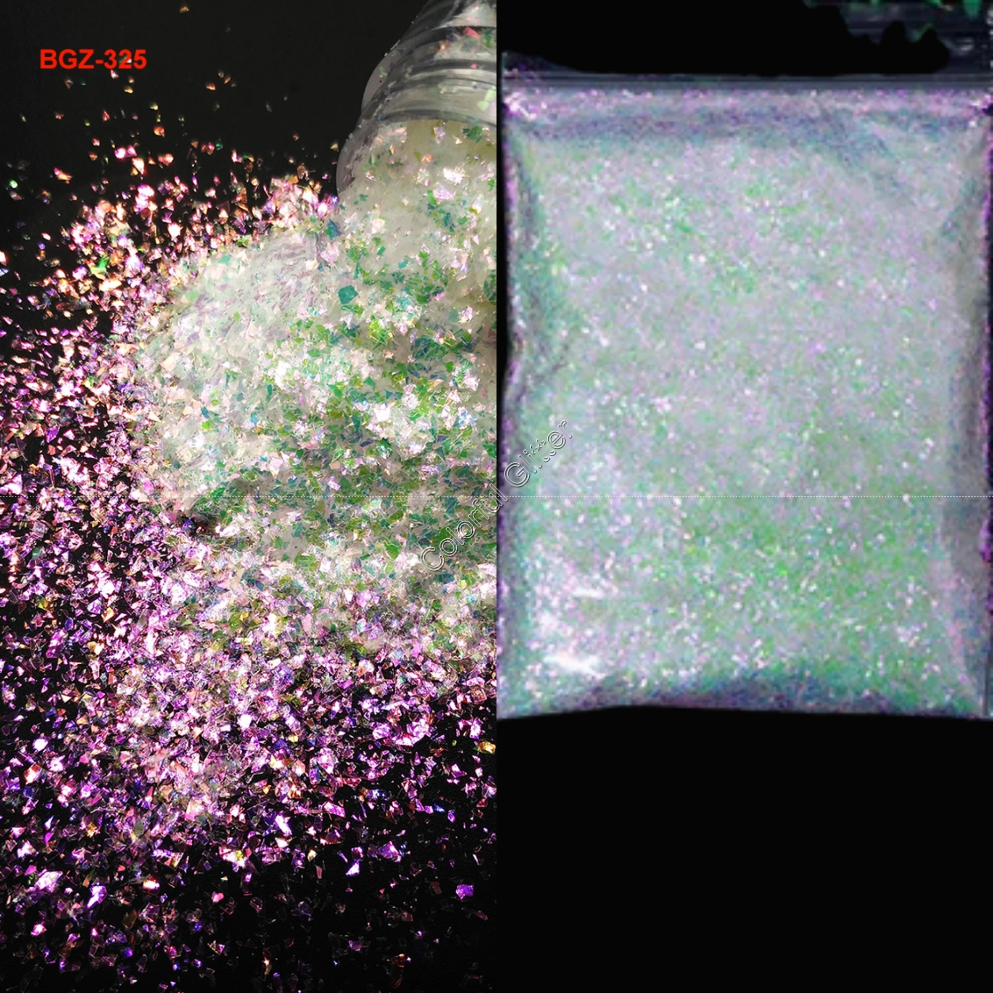 4Color-10G Iridescent White Irregular Flake Chunky Glitter Sparkling Luster Shape Nail Art for Craft Deco Makeup Facepaint DIY