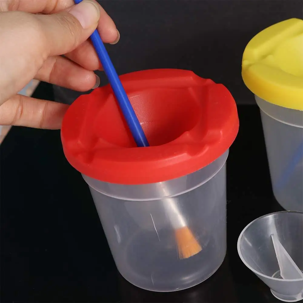 Bolígrafo de pintura multifuncional, taza de lavado, tazas de pintura transparentes y prácticas para niños, vasos antipintura de plástico para escuela