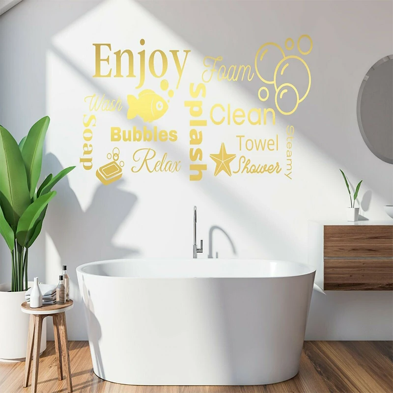 Decal Quote Cute Sticker Enjoy Relaxing Wall Art Bathroom Shower Wash Bubble Home Decor SP-303