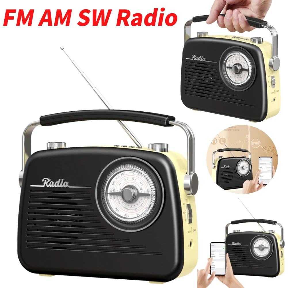 

Portable FM AM SW Radio Retro Bluetooth Speaker Cute Mini Speaker Sound Stereo Subwoofer Radio for Home Outdoor Music Player