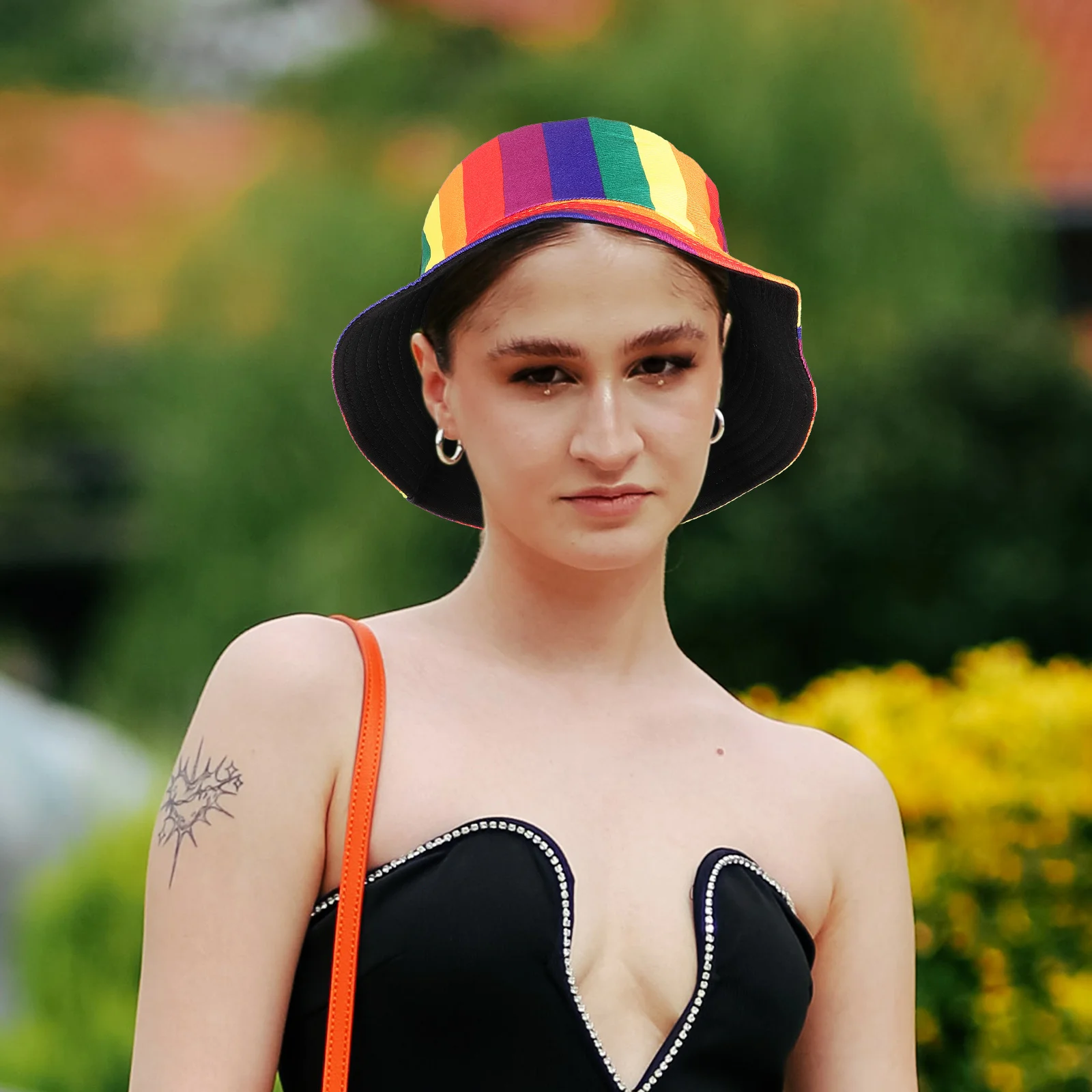 

Wide Brimmed Rainbow Color Bucket Hat Sun Protection Cotton Lightweight Comfortable Sun Hat for Outdoor Sports