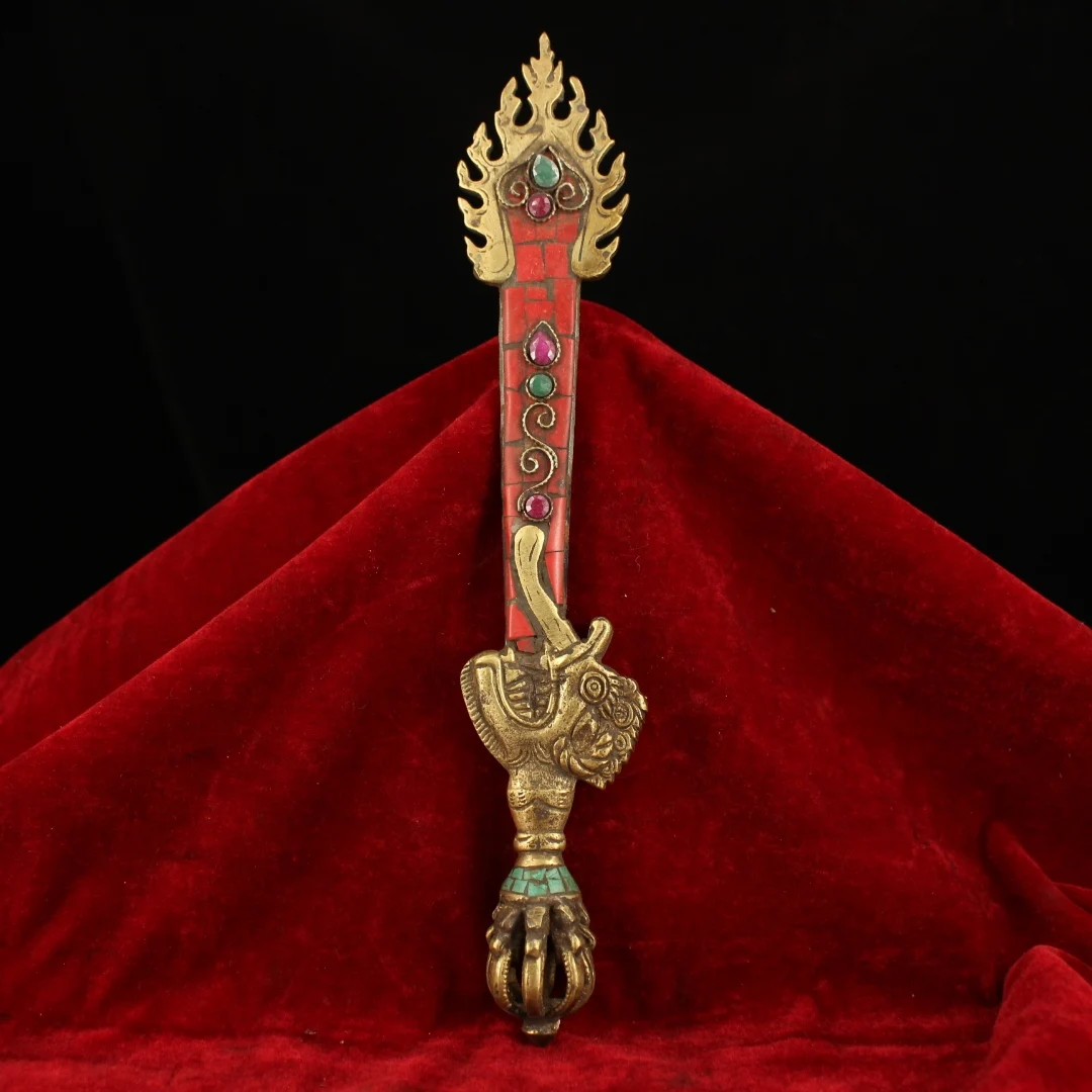 

Vintage Home Mascot Ornament Tibetan Buddhism Manjushri Sword Ward Off Evil Defeat Demons Magic Tool