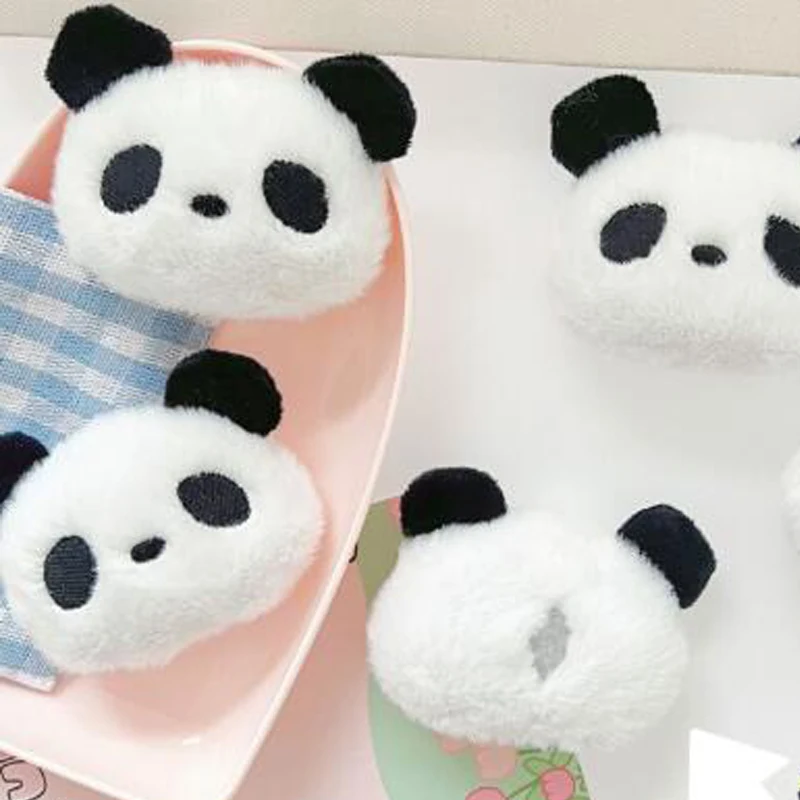 8pcs/lot 6.5*5.5cm New Cartoon Plush Big White Panda Patches DIY Cotton-filled Accessories Headwear Clothing  Materials