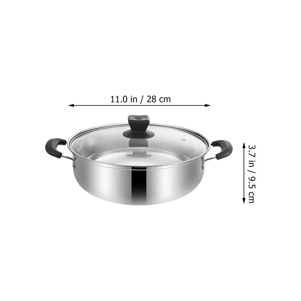 Large Stainless Steel Hot Pot Double Handle Design Even Heat Distribution Food Safe Easy Pot for Hotpot Soup Cooking