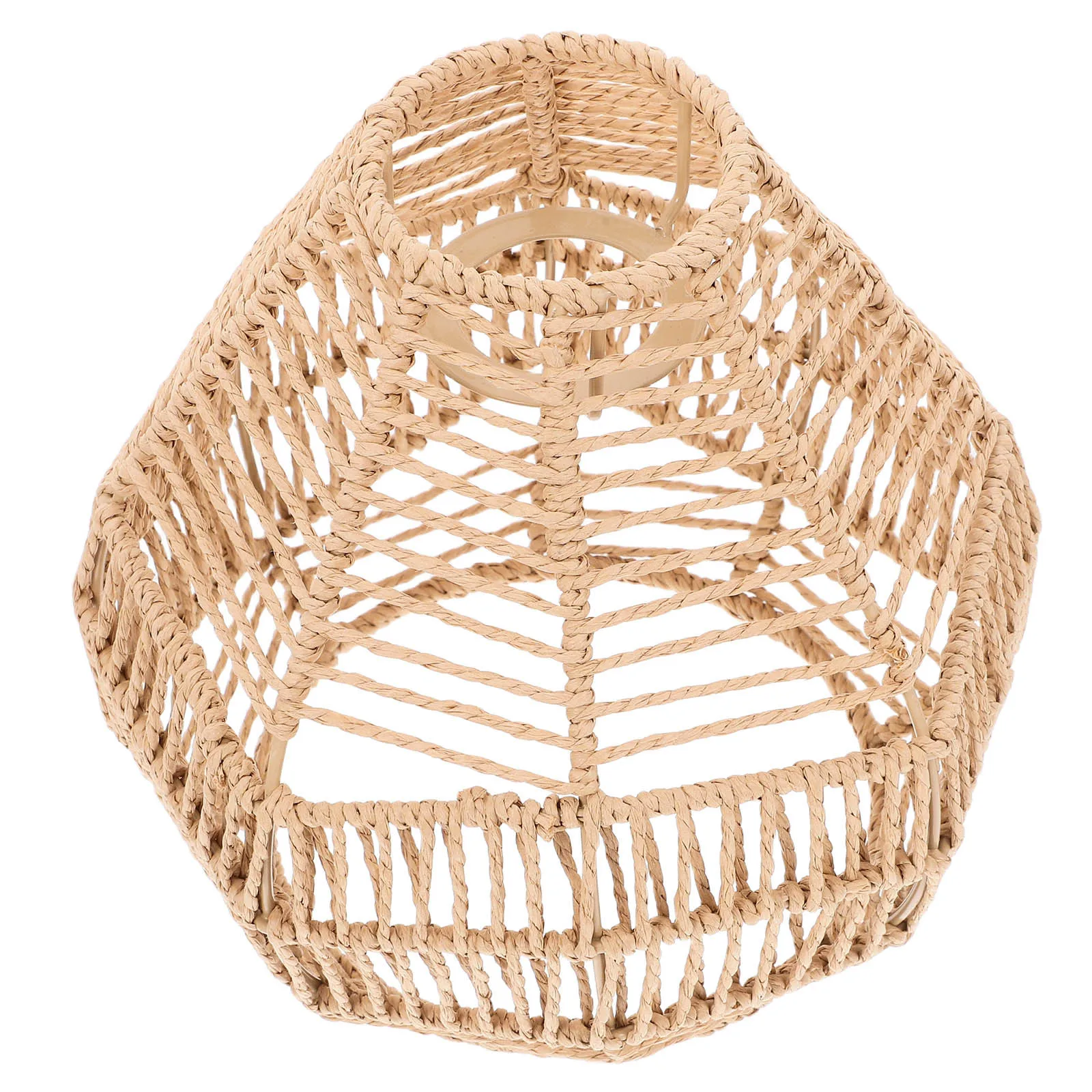 

Handwoven Faux Rattan Pendant Light Shade Vintage Boho Hanging Lamp Shade Creative Light Fixture for Restaurant Tea Room