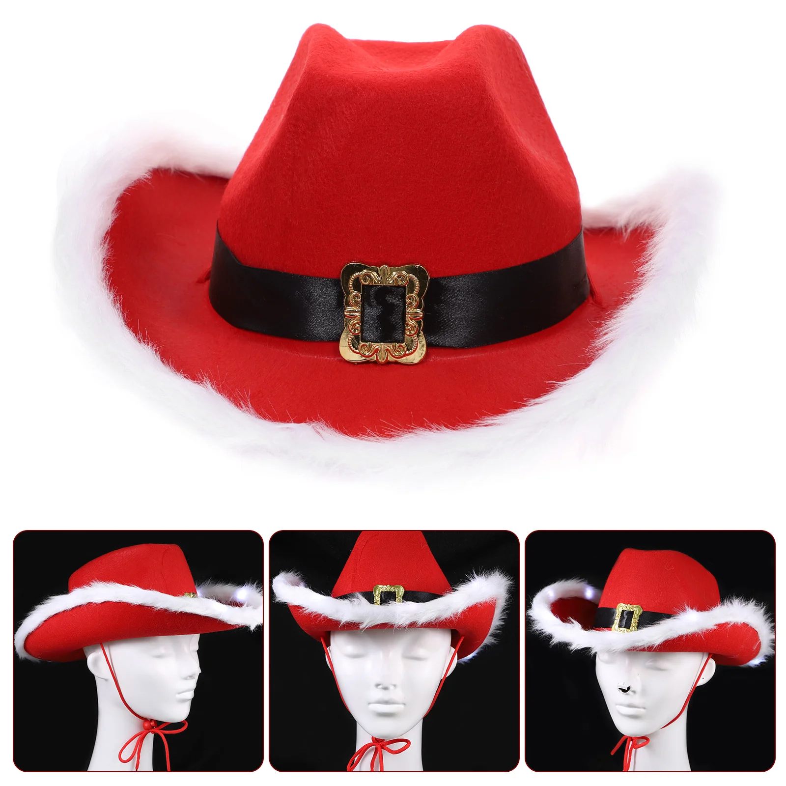 

Christmas Lighting Hat Felt Santa Hat for Adults Unisex Xmas Party Costume Prop Holiday Decoration Cheerful Festive