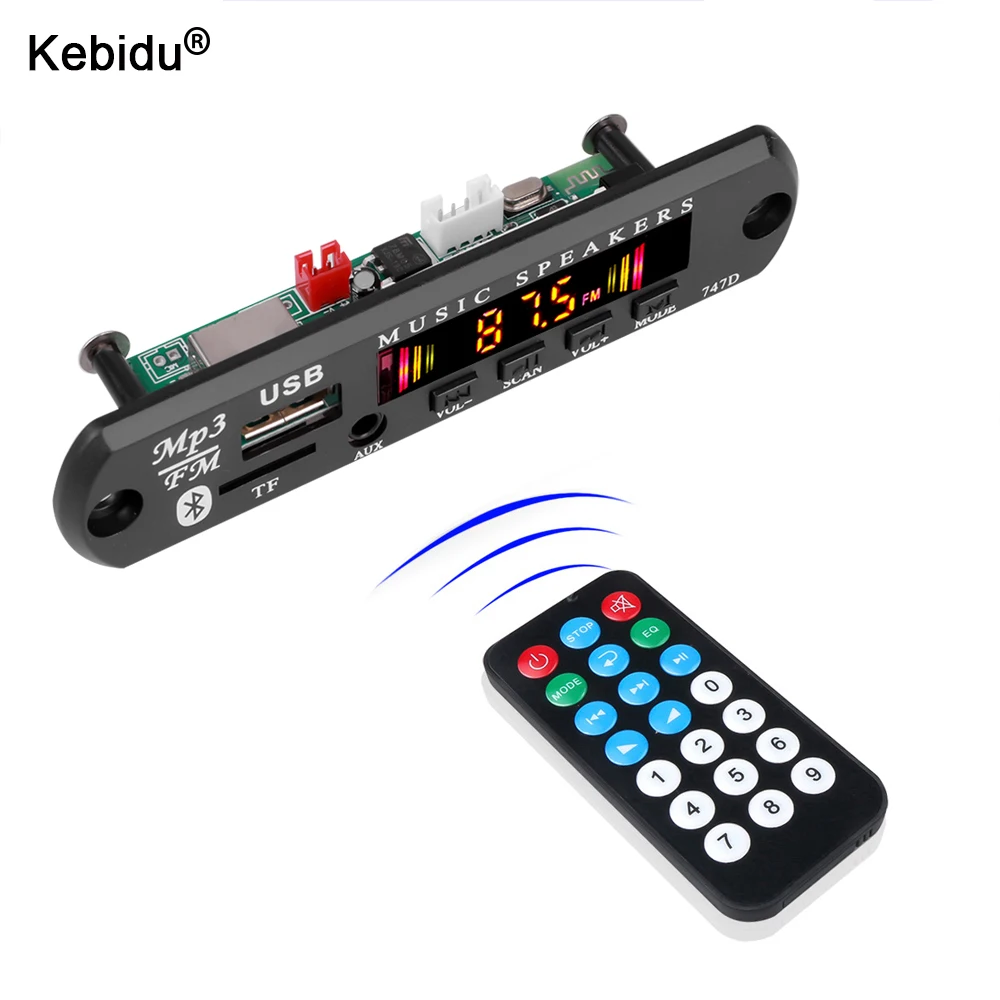 Universal Bluetooth 5.0 Receiver Car Kit 12V 5V Car layer Decoder Board Color Screen FM Radio Module TF USB 3.5 Mm AUX AMP3 Pudi