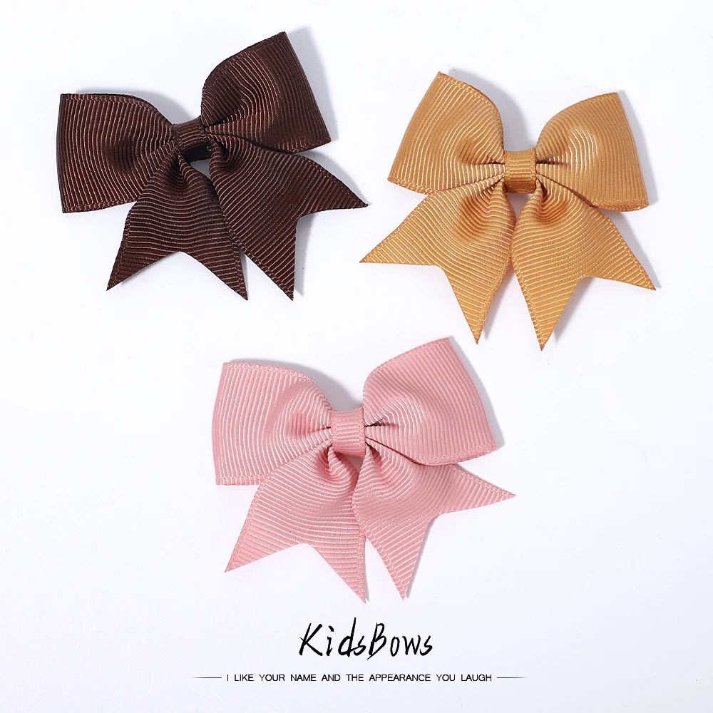 

1pair Solid Bows Hairpin Girl's Hair Bows Boutique Hair Clips Grosgrain Ribbon Handmade Bowknot Clip For Kids Hair Accessories