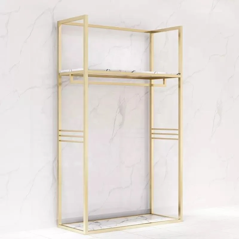 custom，Fashion Design Women Garment Shop Clothes Shelving Metal Gold Clothes Display Racks For Clothes Store Furniture