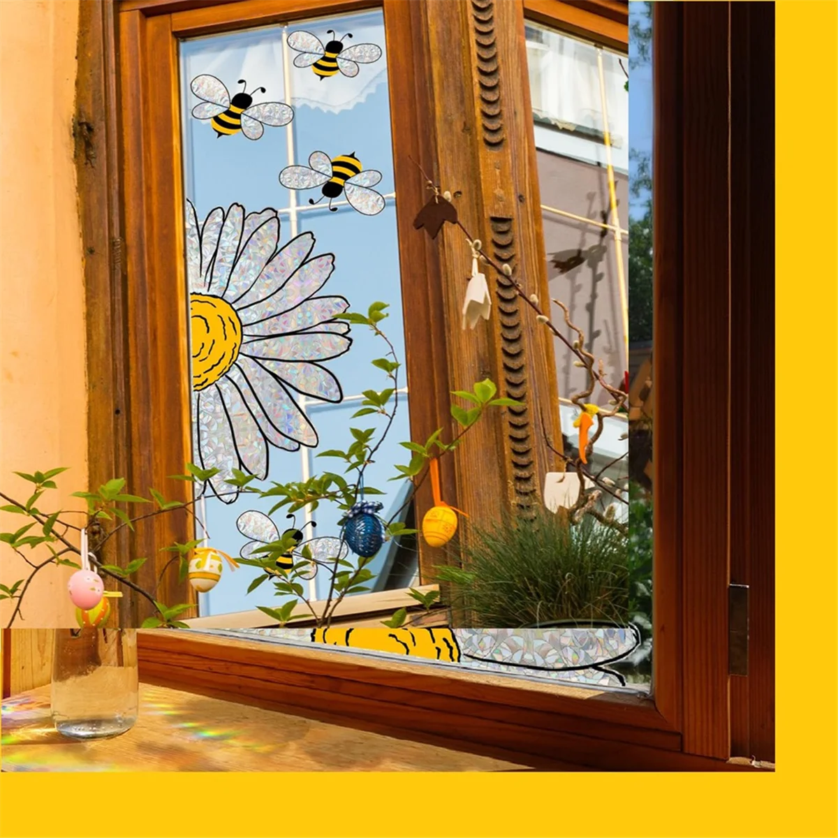 Bees Style Glass Sticker Adorable Bees Style Glass Sticker Bee Window Decals- Sunflower Stained Glass Window Stickers Sunflower