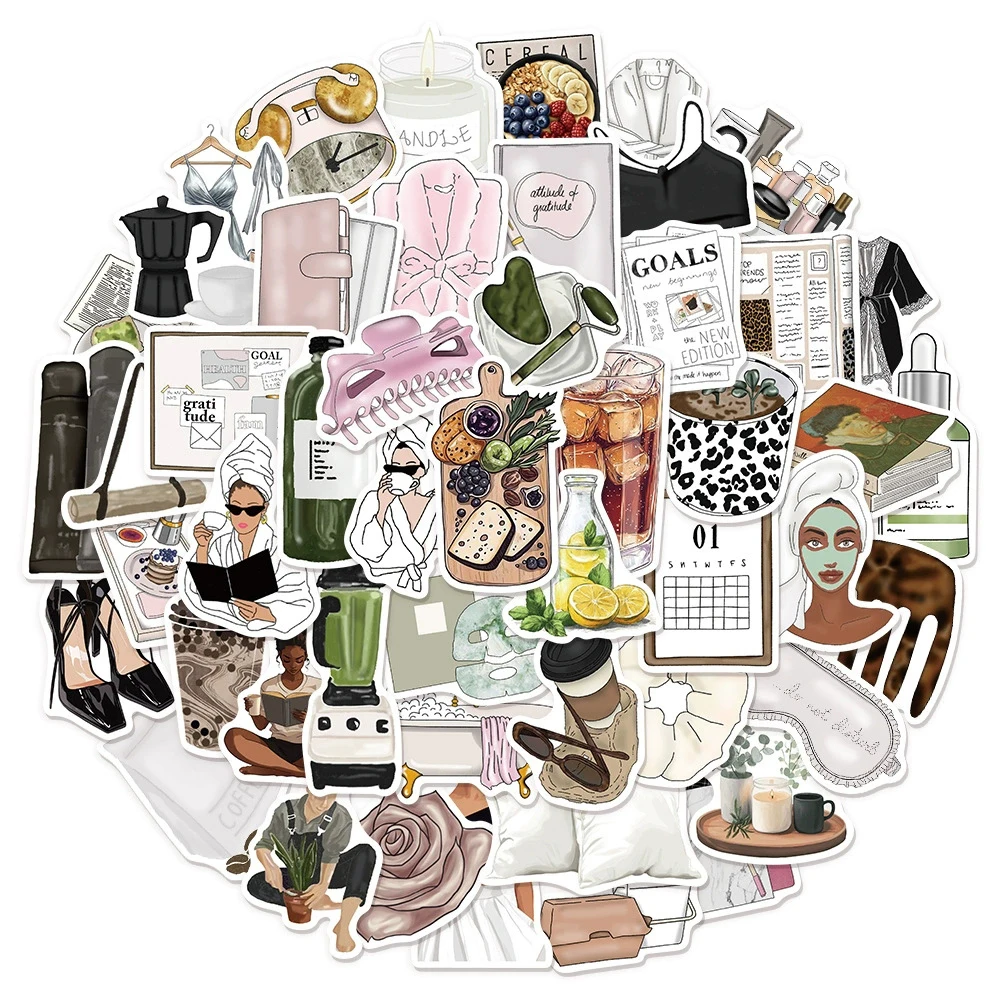 

10/30/50pcs Cute Cartoon Ins Style Clean Girl Stickers Waterproof DIY Laptop Phone Water Bottle Creative Graffiti Decals Packing