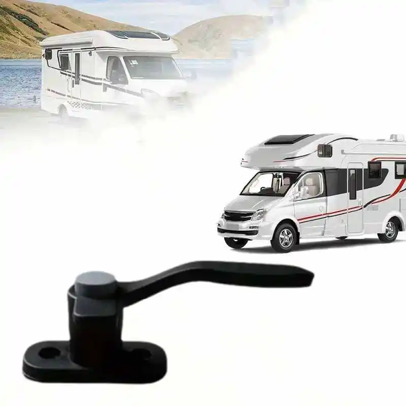 

A Black Door Window Handle Durable Plastic Steel Handle With Lock Catch For Secure Closure Suitable For RV Durable Window Part