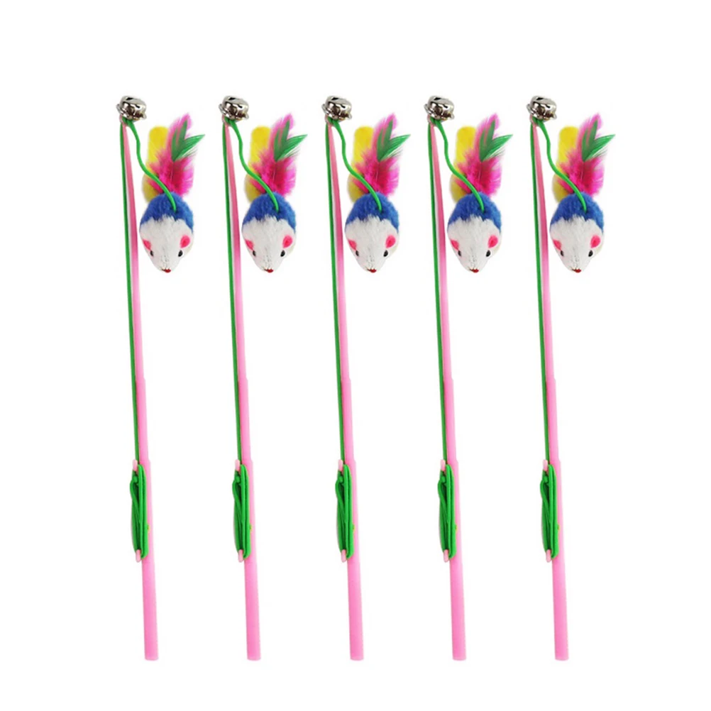 

5pcs Cat Wand Colorful Mouse Interactive Teaser Pet Toys Cat Interactive Toys Exercise Solution