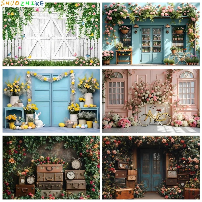 

Vintage Flower Wall Photography Backdrop Spring Scence Birthday Wedding Party Portrait Decor Baby Shower Photo Background Props