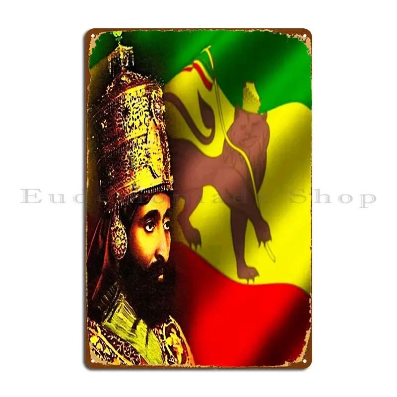 King Haile_Selassie Metal Sign Poster Customized Garage Garage Bar Cave Mural Tin Sign Poster