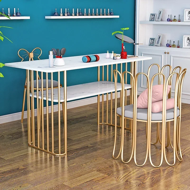 

-High Quality Marble Professional Salon Nail Tech Tables Luxury Modern Design Manicure Station With Chair Set