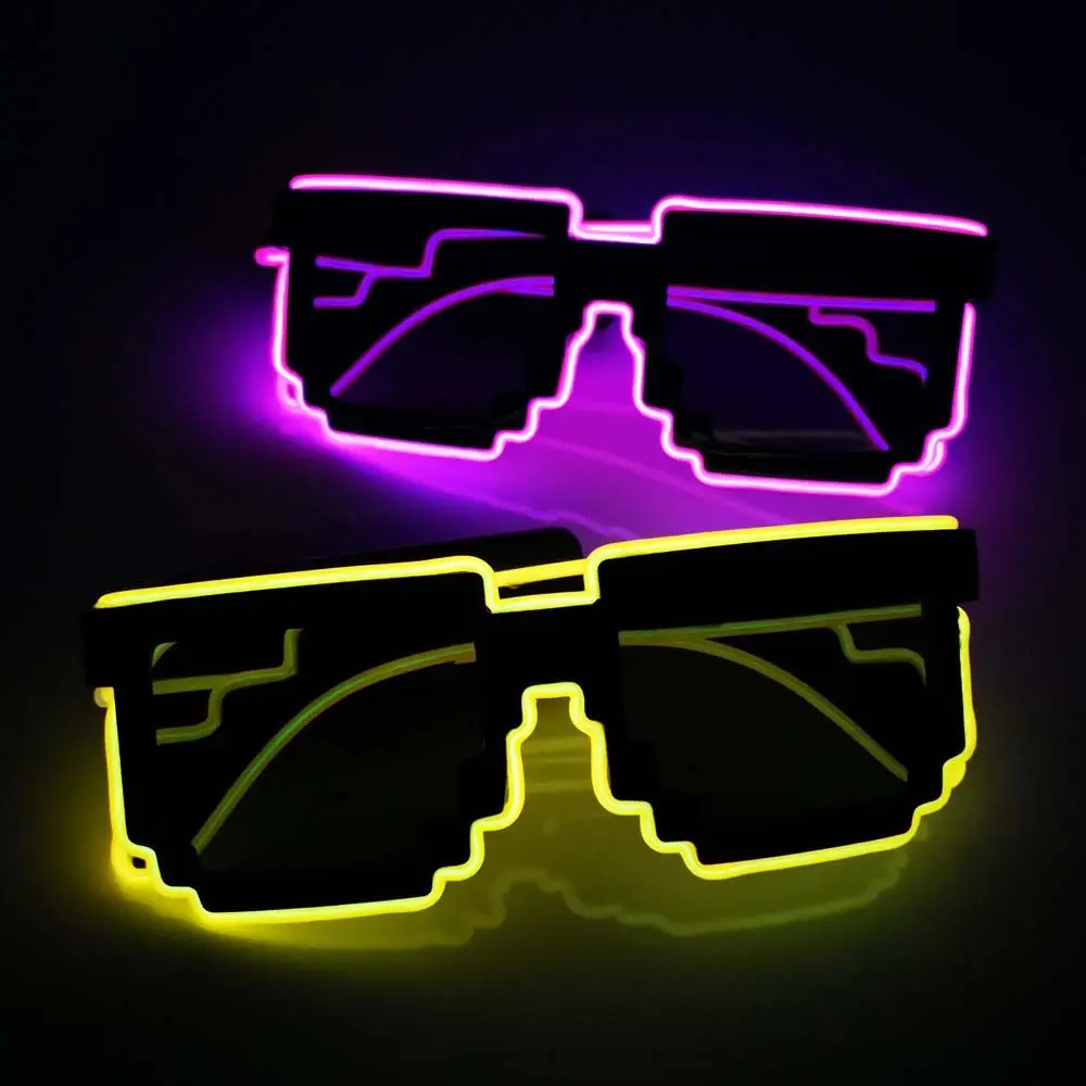 Halloween Eyeglass Bar Supplies Party Supplies Glowing Sunglasses LED Luminous Glasses Led Light up Glasses Mosaic Glasses