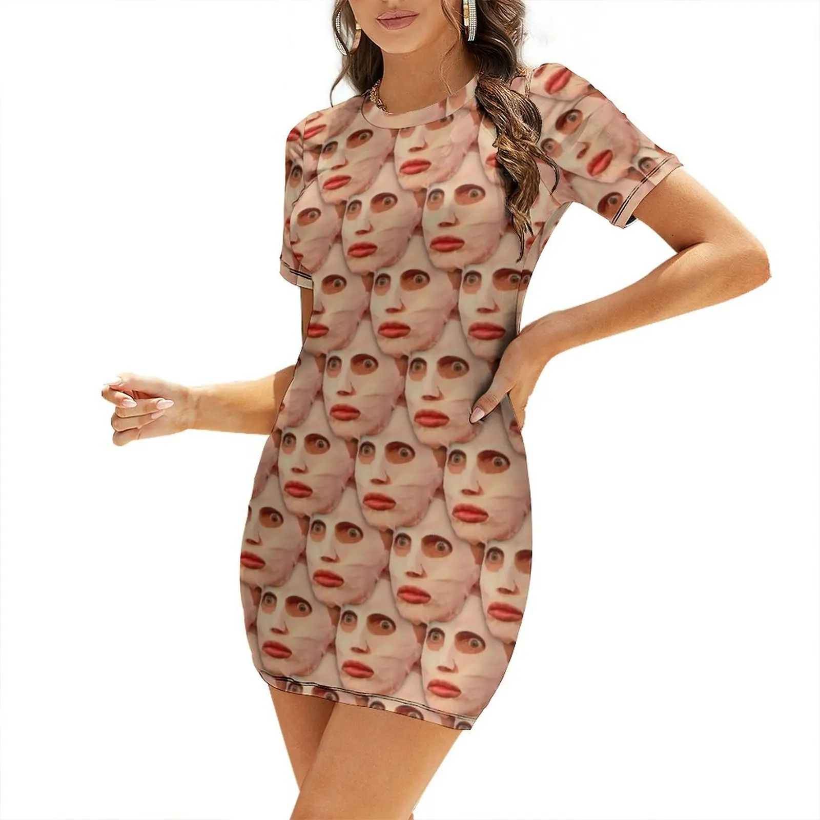 

Alyssa Edwards Beauty Mask Pattern Short Sleeved Dress Long dresses dresses for womens 2025 Dress