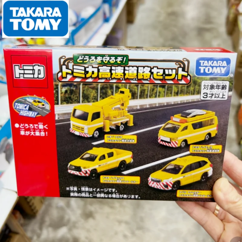TAKARA TOMY Diecast Alloy Engineering Car Toy Gift Highway Vehicle Set, Highly Detailed Car Model Collection Original