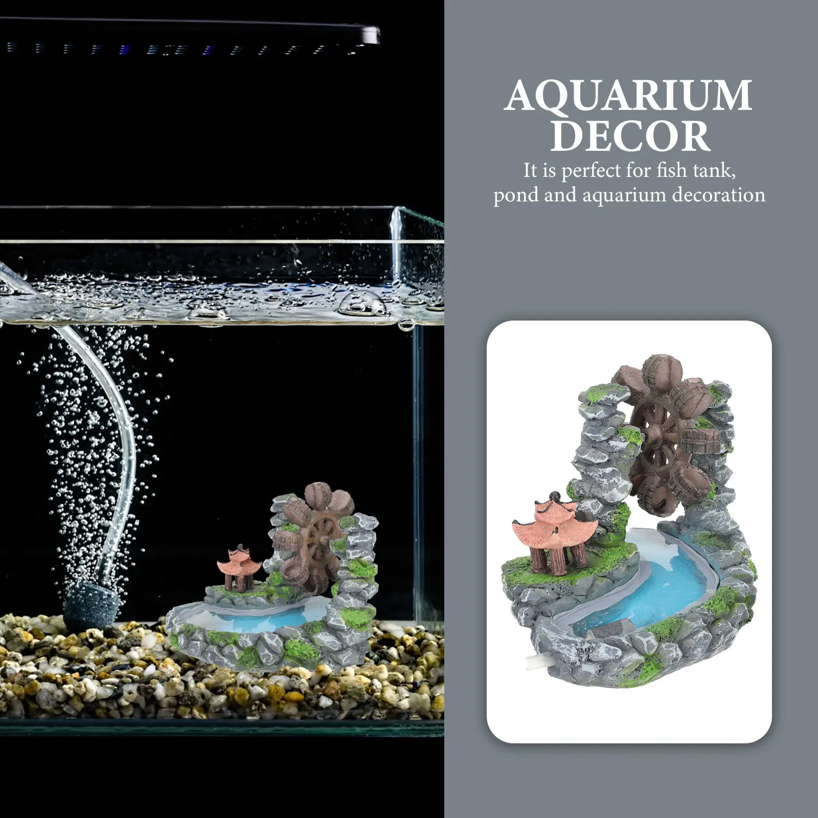 

Creative Resin Waterwheel Crafts Realistic Lightweight Fish Tank Mountain Aquarium Decor Enhance Vivid Natural Atmosphere