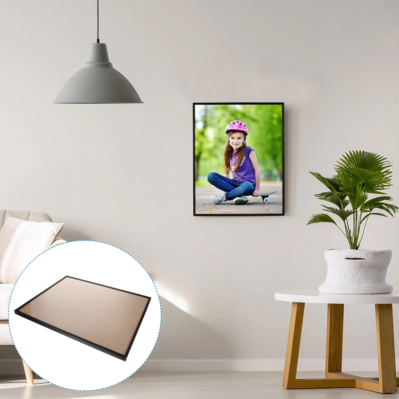 20 Inch Aluminum Alloy Photo Frame Sleek Wall Mount Picture Display with Protective Cover Birthday Gift