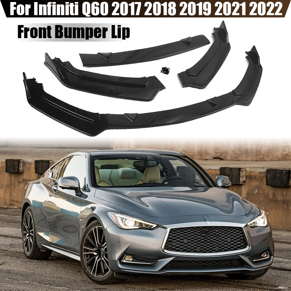 Car Front Bumper Lip Spoiler Splitter Diffuser Detachable Body Kit Cover Guard For Infiniti Q60 2017 2018 2019 2020 2021 2022