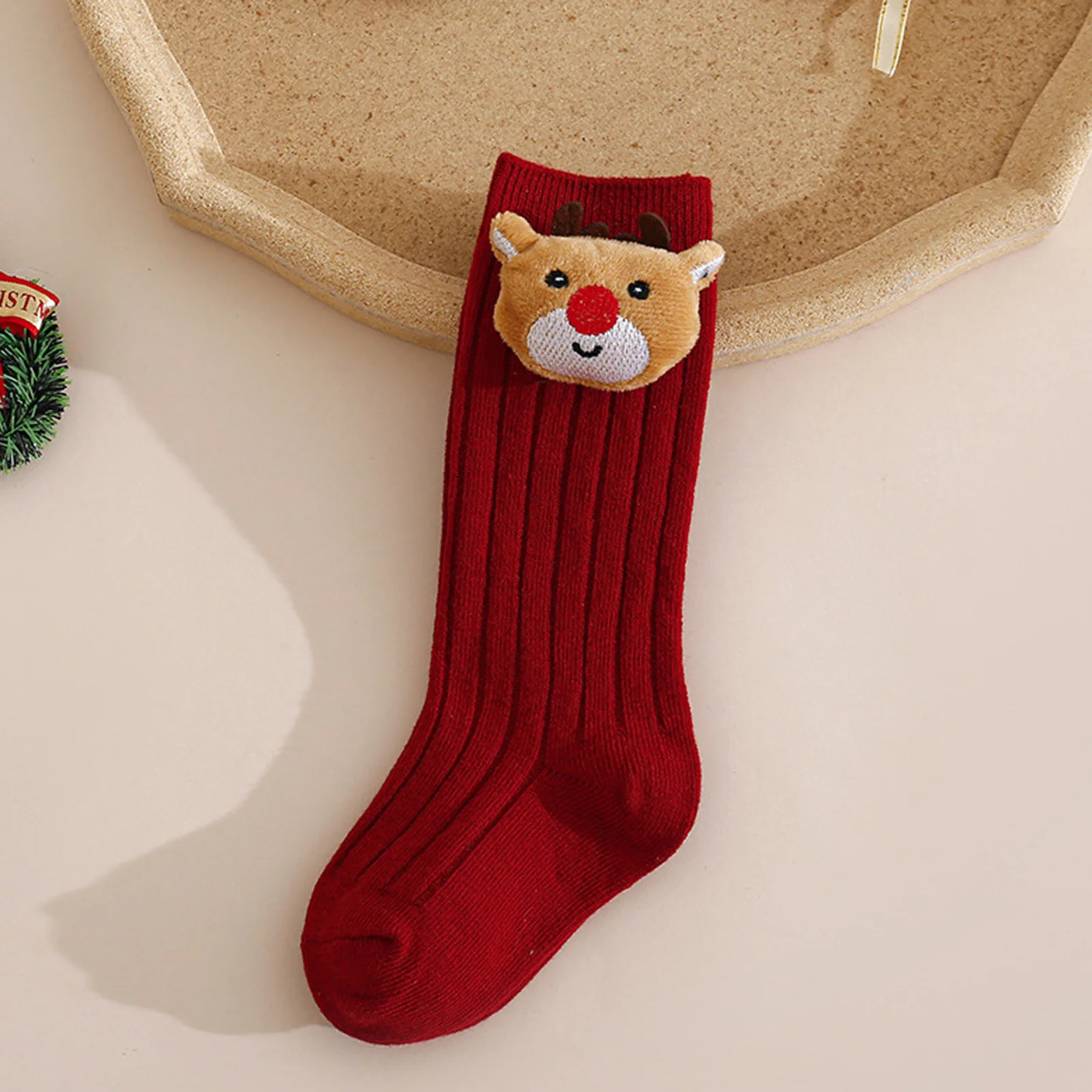 جوارب للأطفال الصغار لمنتصف الساق، جوارب سانتا ثلج ديكور طاقم جوارب قطنية ناعمة لعيد الميلاد