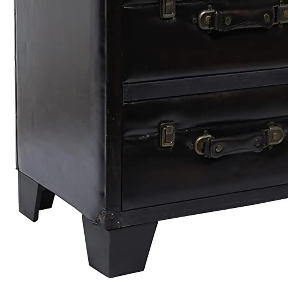 Vintage Faux Leather Storage Cabinet with Buckles and Straps Detailing 19"x14"x28" Sophisticated Traditional Accent Cabinet