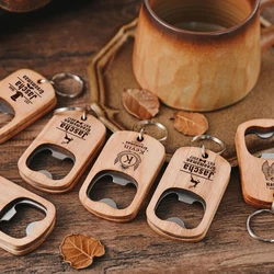 Vintage Personalize Wood Opener KeyringCustom Name Beer Bottle Tool Wooden Keychain for Wedding Laser Engrave Car Logo Key Chain