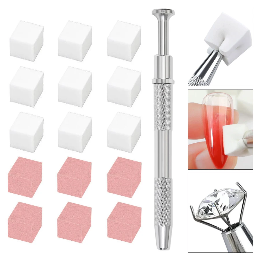 Nail Art Blush Applicator Set with 50Pcs Soft Sponges Gradient Blending Gripper Tool Nail Stamper for Manicure