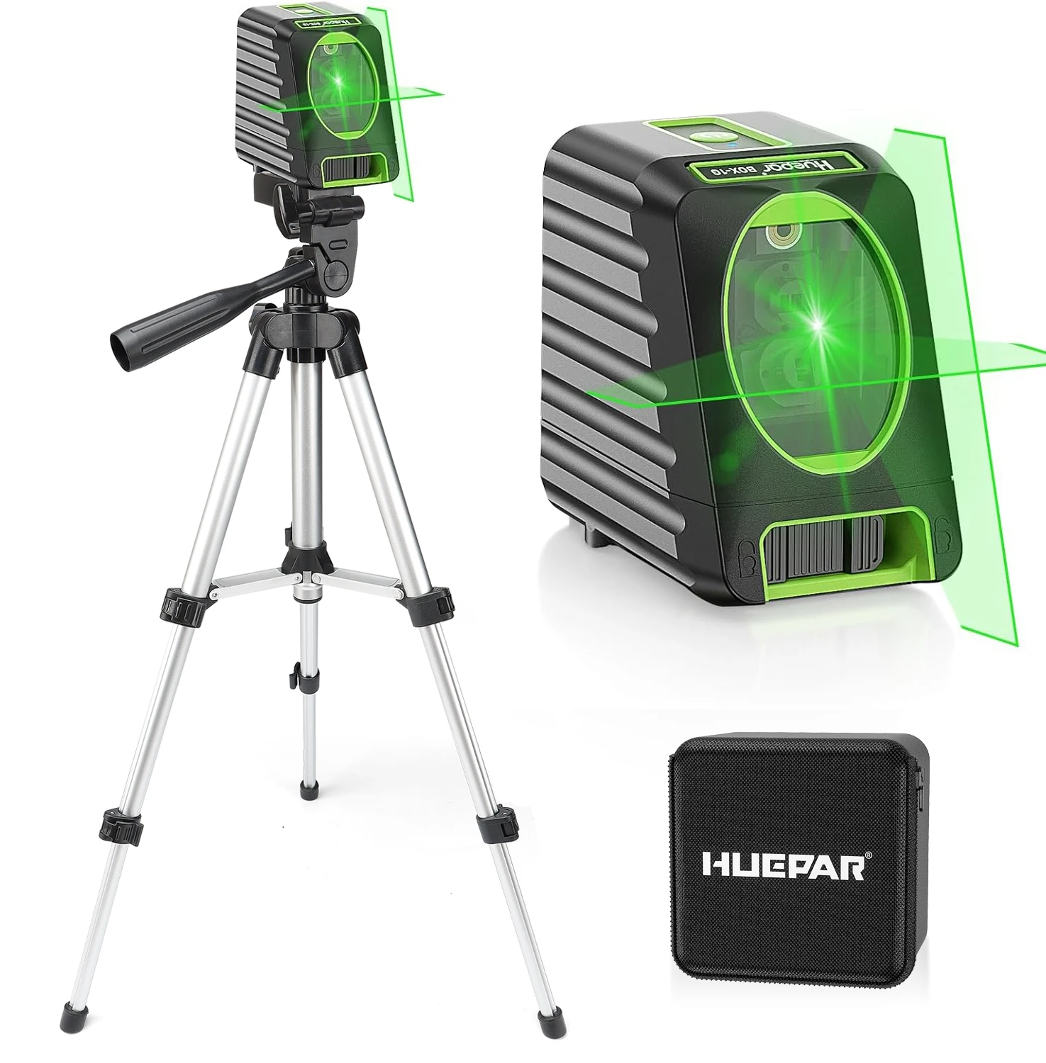 Huepar-nível Laser Linha Cruz com Tripé Nível Verde de Auto-nivelamento Horizontal e Vertical Nivel Ferramentas Laser 0.65m 2-lines