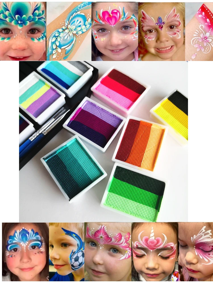 10g Rainbow Split Cake Face Painting Human Body Art Halloween Decoration Festival Celebration Role Play Holiday Makeup