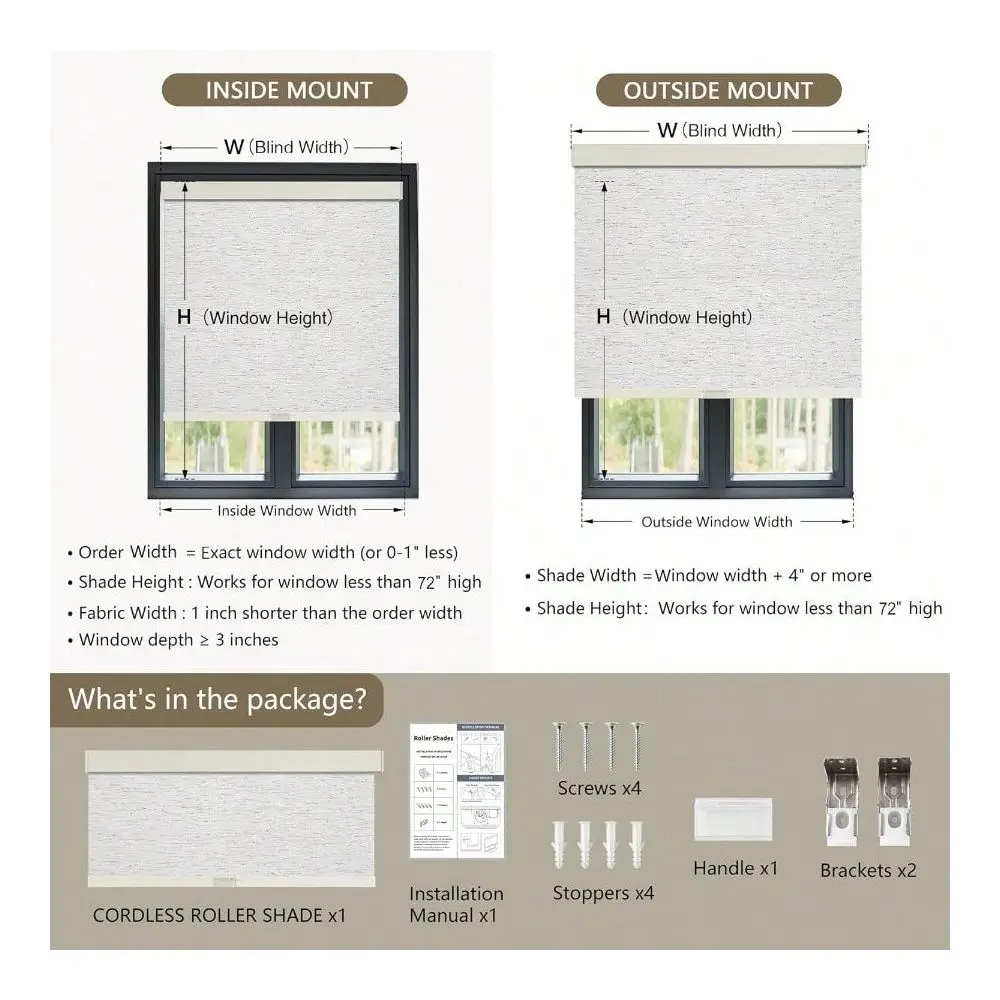 Blackout Roller Shades Blinds Stop, Pull Down Room Darkening With Valance, Thermal Insulated Woven Fabric Window Door Blinds