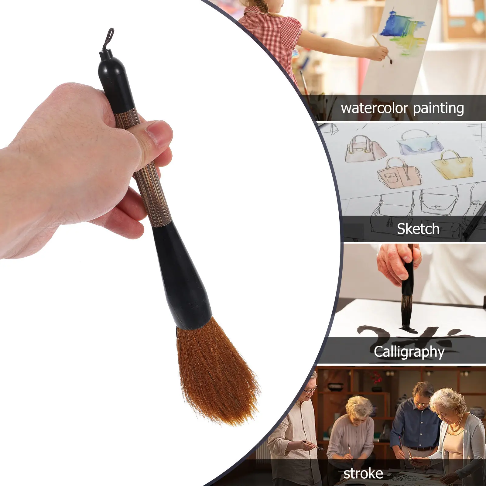 1Pcs Traditional Chinese Calligraphy Hair Brush for Watercolor Ink Painting Calligraphy Drawing Stroke