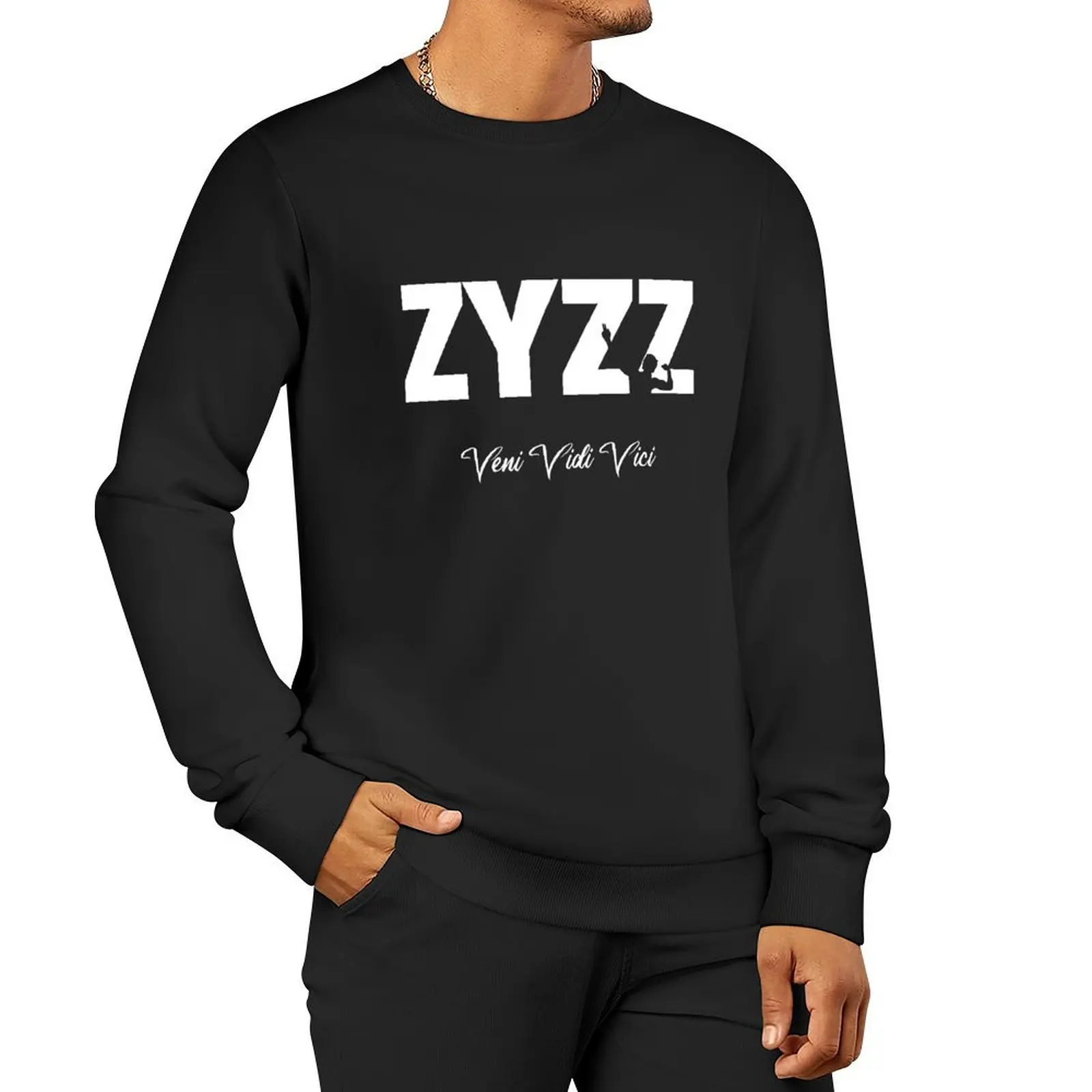 White Zyzz Text Sickkunt Gym Bodybuilding Motivational Aesthetic Veni Vidi Vici Design Pullover Hoodie