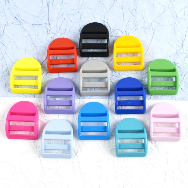 

10-50Pcs 25/32mm Colored Plastic Buckles for Bag Straps Webbing Adjuster Tri-glide Sliders Pet Collar Ring Clasp DIY Accessories