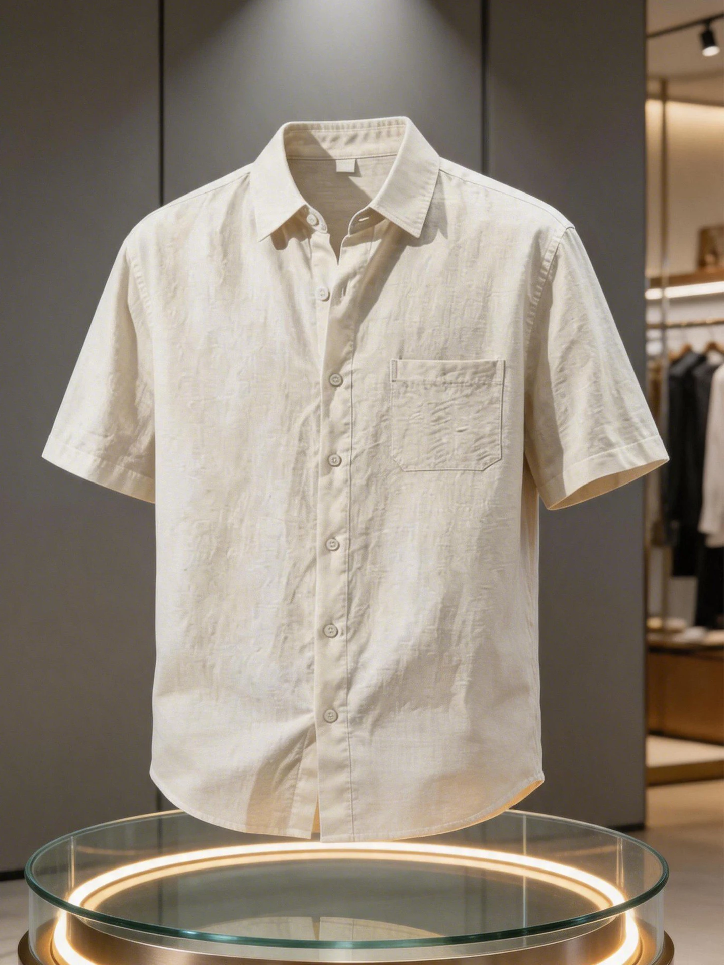 Lightweight Linen Short Sleeve Shirt Men's Summer Casual Loose Fit Breathable Half Sleeve Shirt Peach Color Old Money Style