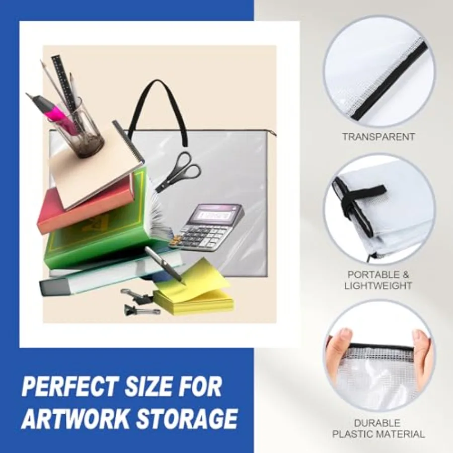 กระเป๋าใส่ผลงานศิลปะ Tenceur 2 ชิ้น ขนาด 24 x 36 นิ้ว และ 48 x 36 นิ้ว กระเป๋าเก็บโปสเตอร์ขนาดใหญ่ วัสดุ PVC พร้อมซิป