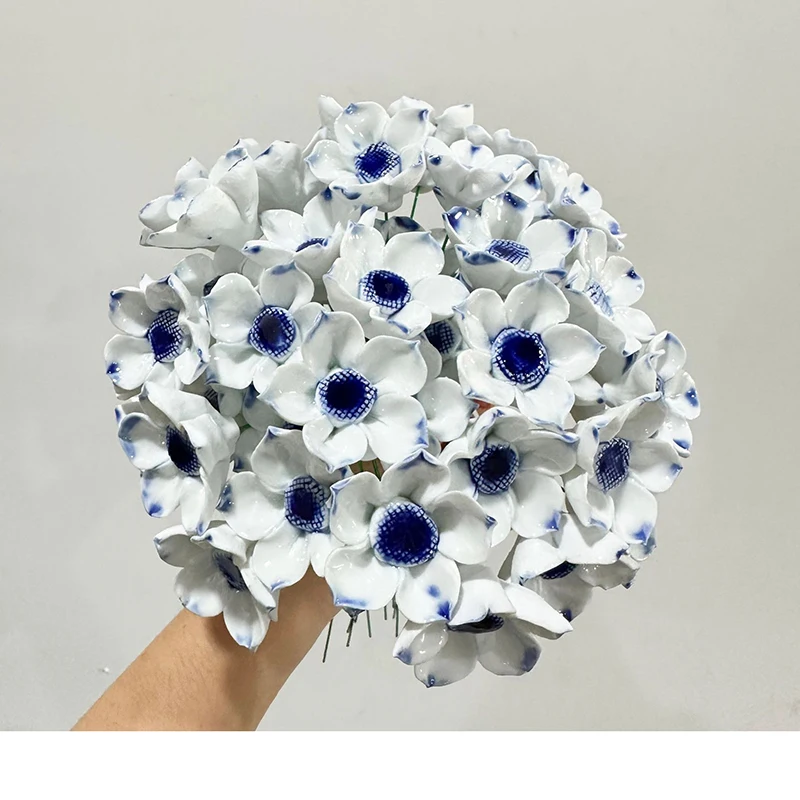 5 Stück Ländliche Wildblumen Keramik-Simulationsblumen Hochtemperaturbeständige Handgefertigte Ewige Blumen Dekorationen Kreative Geschenke für Zuhause – Detail 6