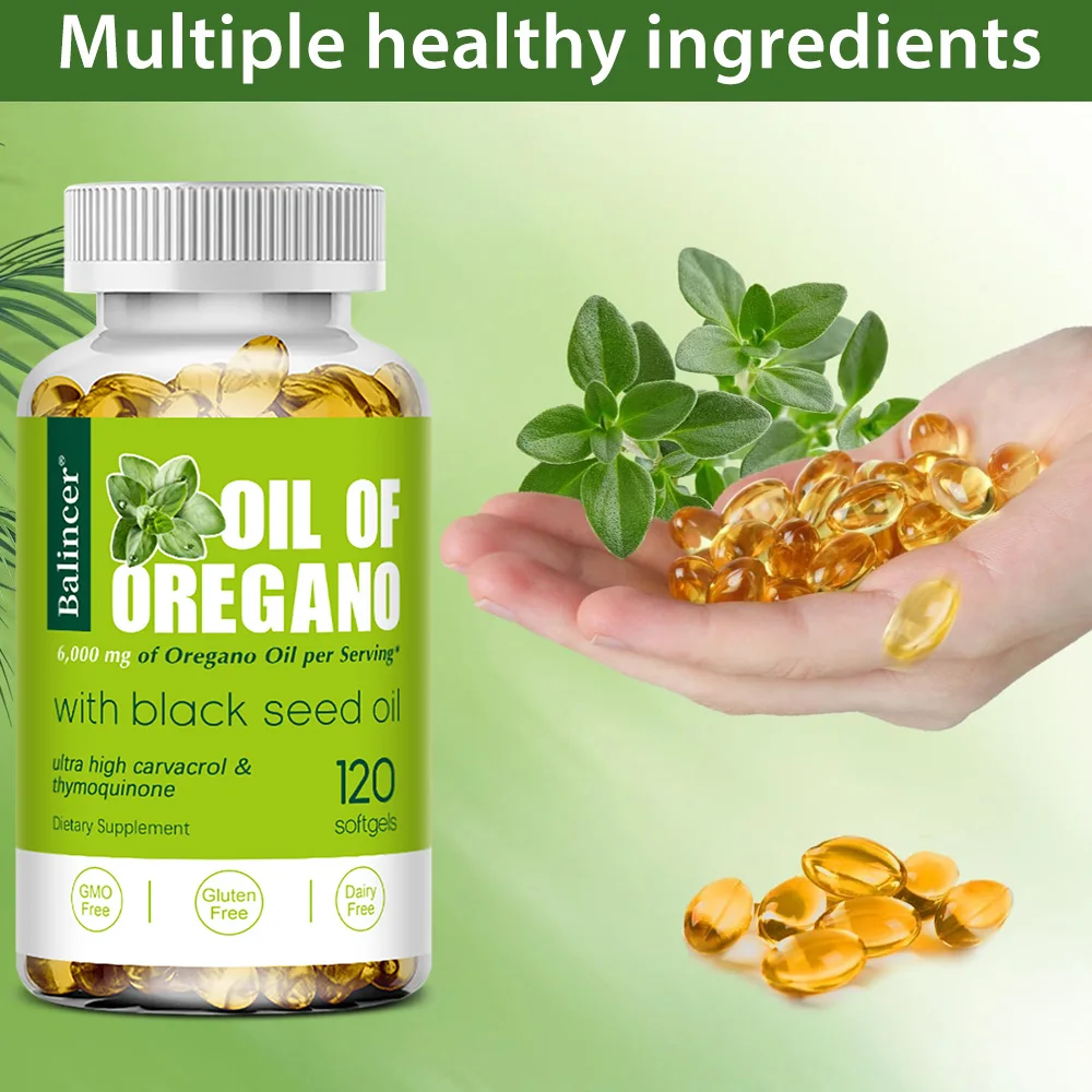 Oil of Oregano Softgels 6000mg with Black Seed Oil 200mg | Non-GMO, Immune Support, Promote Digestive and Respiratory Health