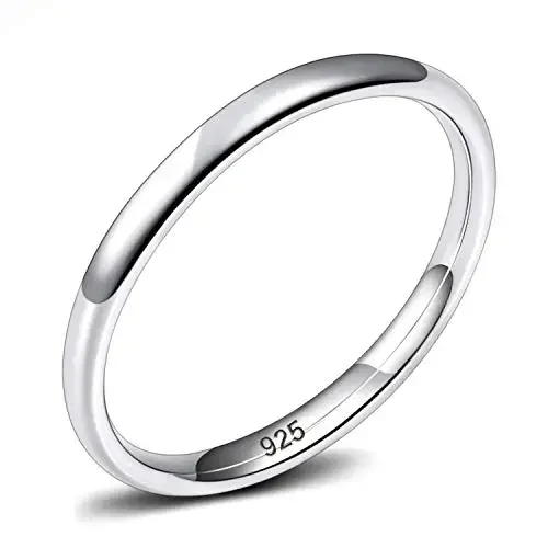 925 Sterling Silver High Polish Dome Wedding Band