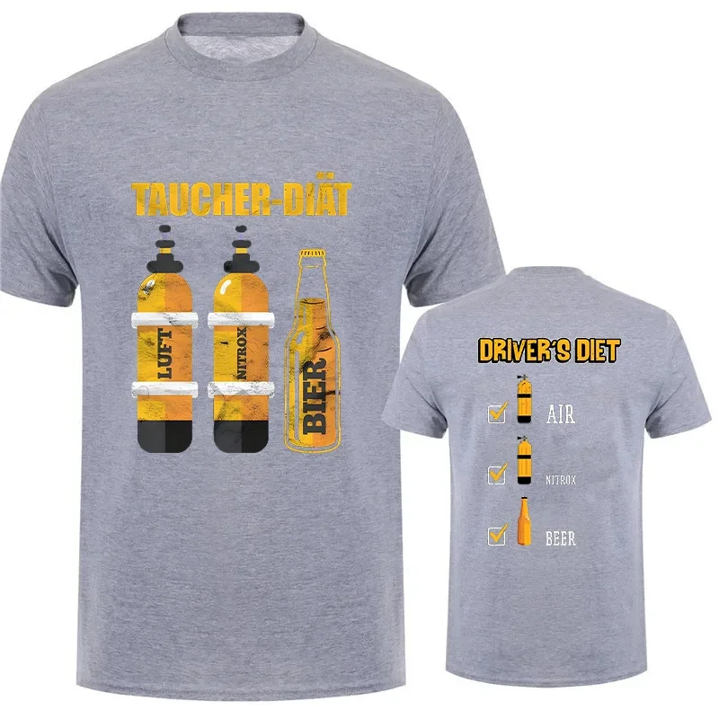 Casual Men\'s T-Shirt Diving Instructor Diving Diver Beer Print Short-Sleeve T-Shirt for Men Oversized Clothing Summer Tees