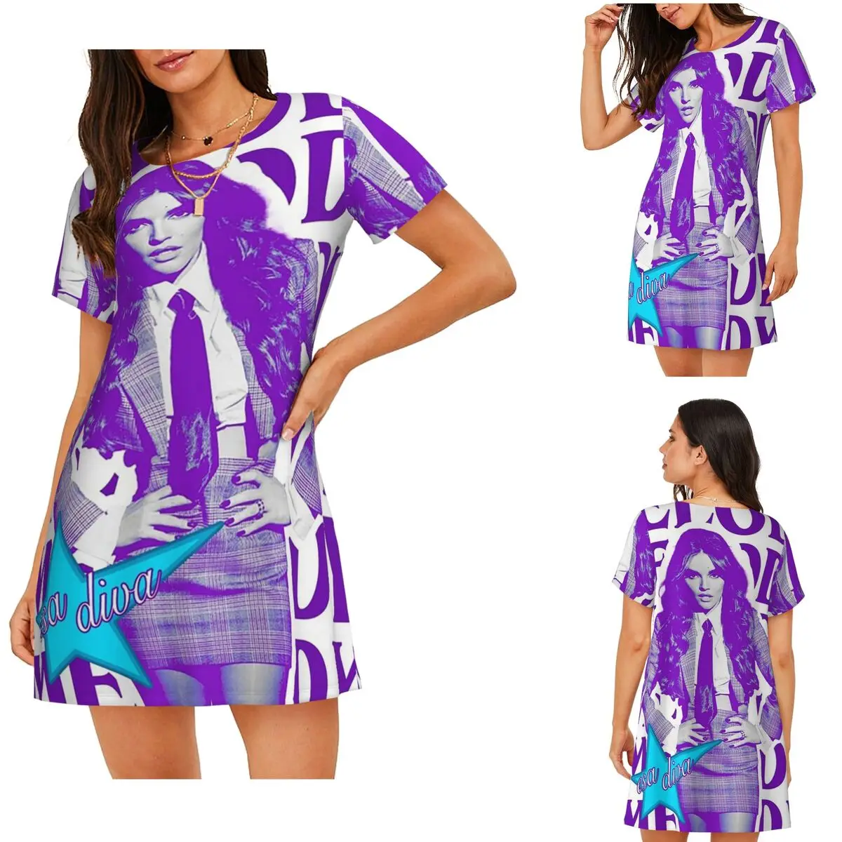 

Melody Esa Diva Spain Eurovision Merch Short Sleeves Nightdress For Sleeping Women Short Sleeve Nightgowns Soft Pajama Dress