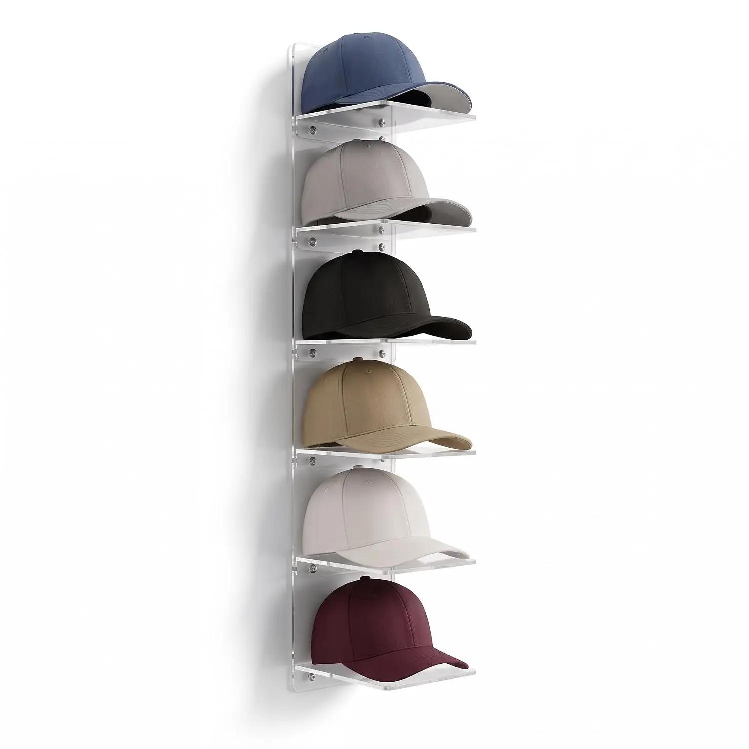 Acrylic Hat Rack Wall Mount Baseball Cap Display Shelf Organizer, Customized