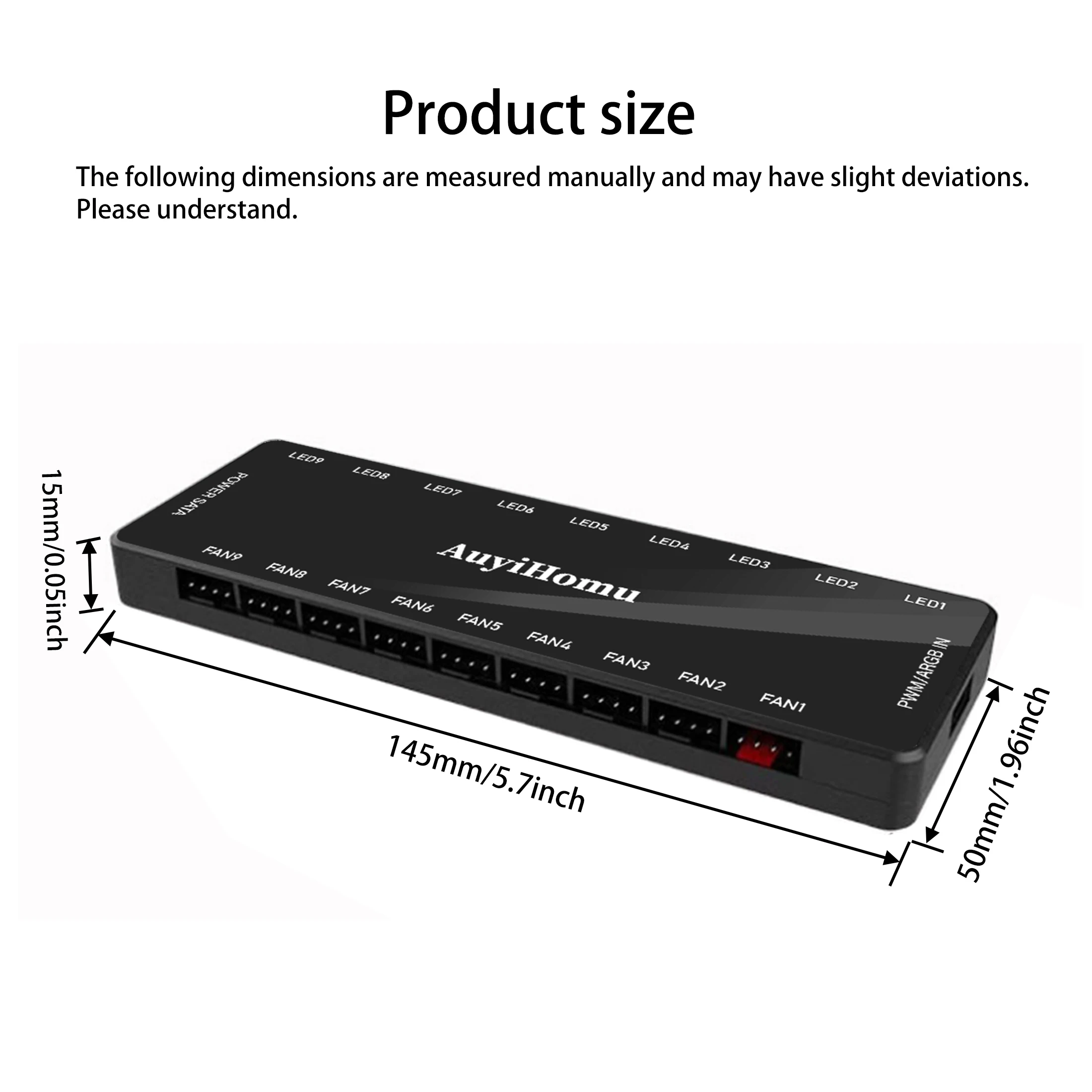 Auyihomu ARGB Controller 1 To 9 4pin PWM Cooling Fan Hub Sata Powered Magnetic Suction Hub Addressable RGB Splitter for PC Case
